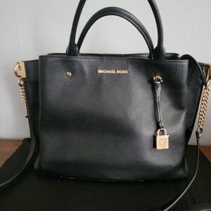Michael Kors Black Satchel with Gold Accents